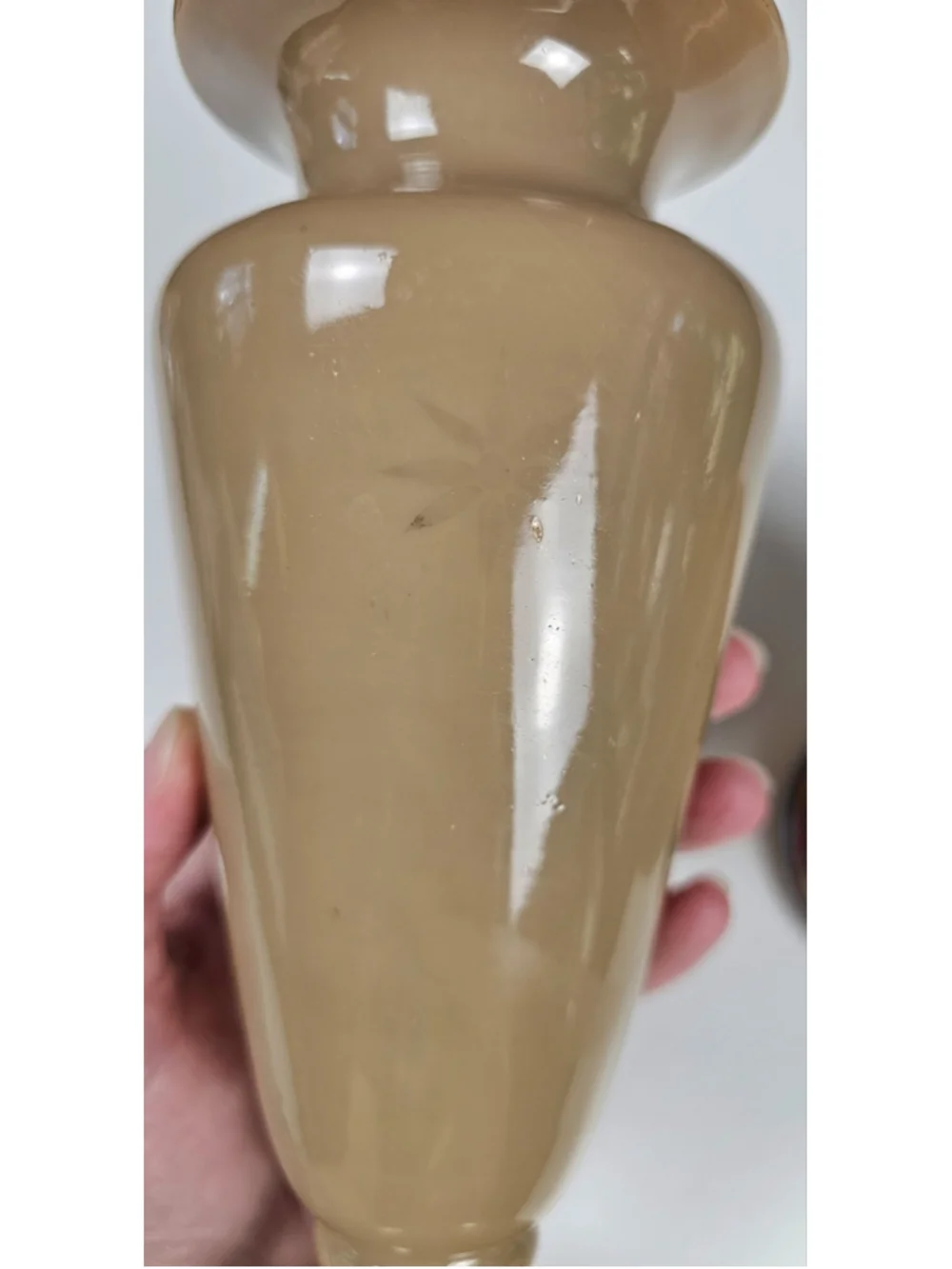Antique Victorian Bristol Glass Vase Set Gold Gilt Hand Blown Taupe Pontil 8.5